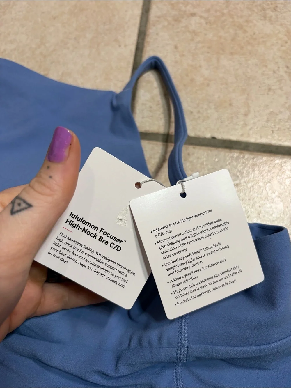 NWT Lululemon Focuser High-Neck Bra *C/D Cup (Prep Blue) Size M